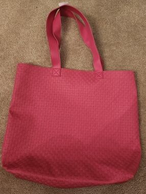 Pink Polyvinyl Woven Tote Bag